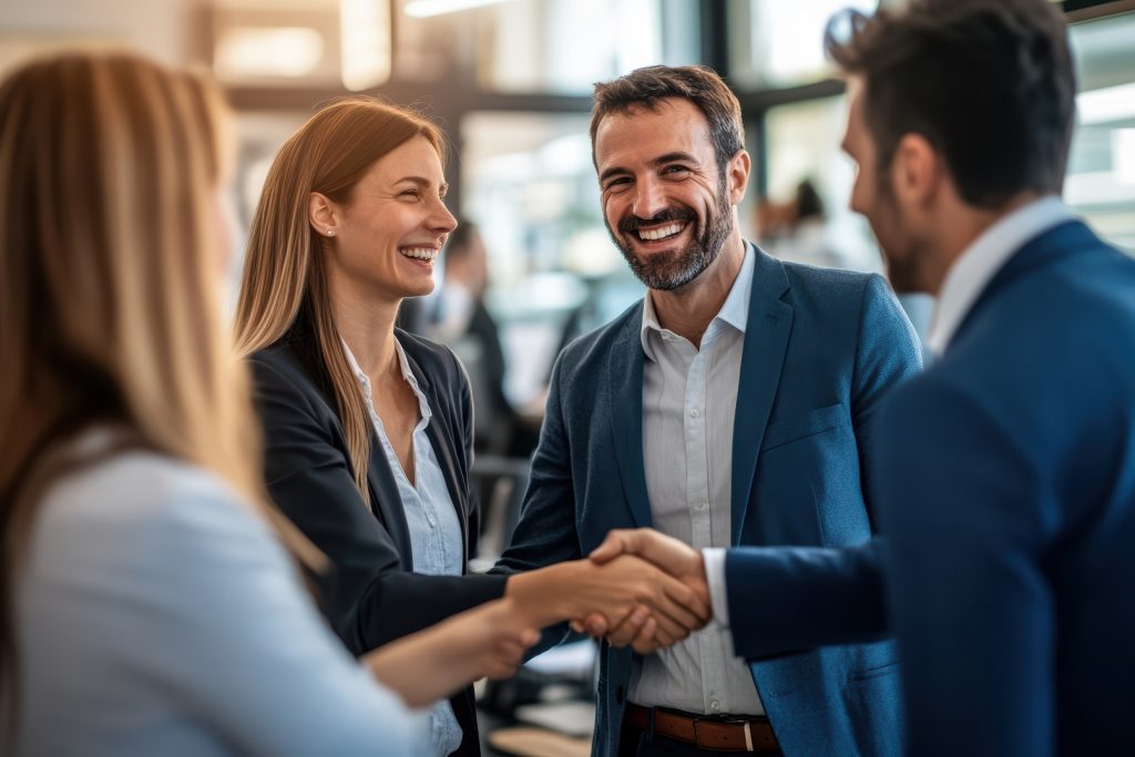 business people greeting each other